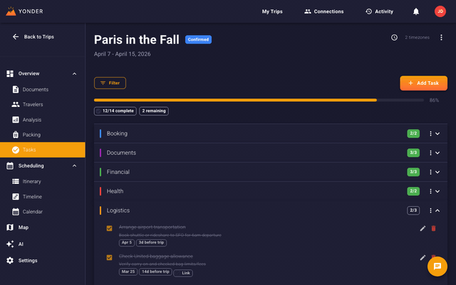 Trip Preparation Tasks demo