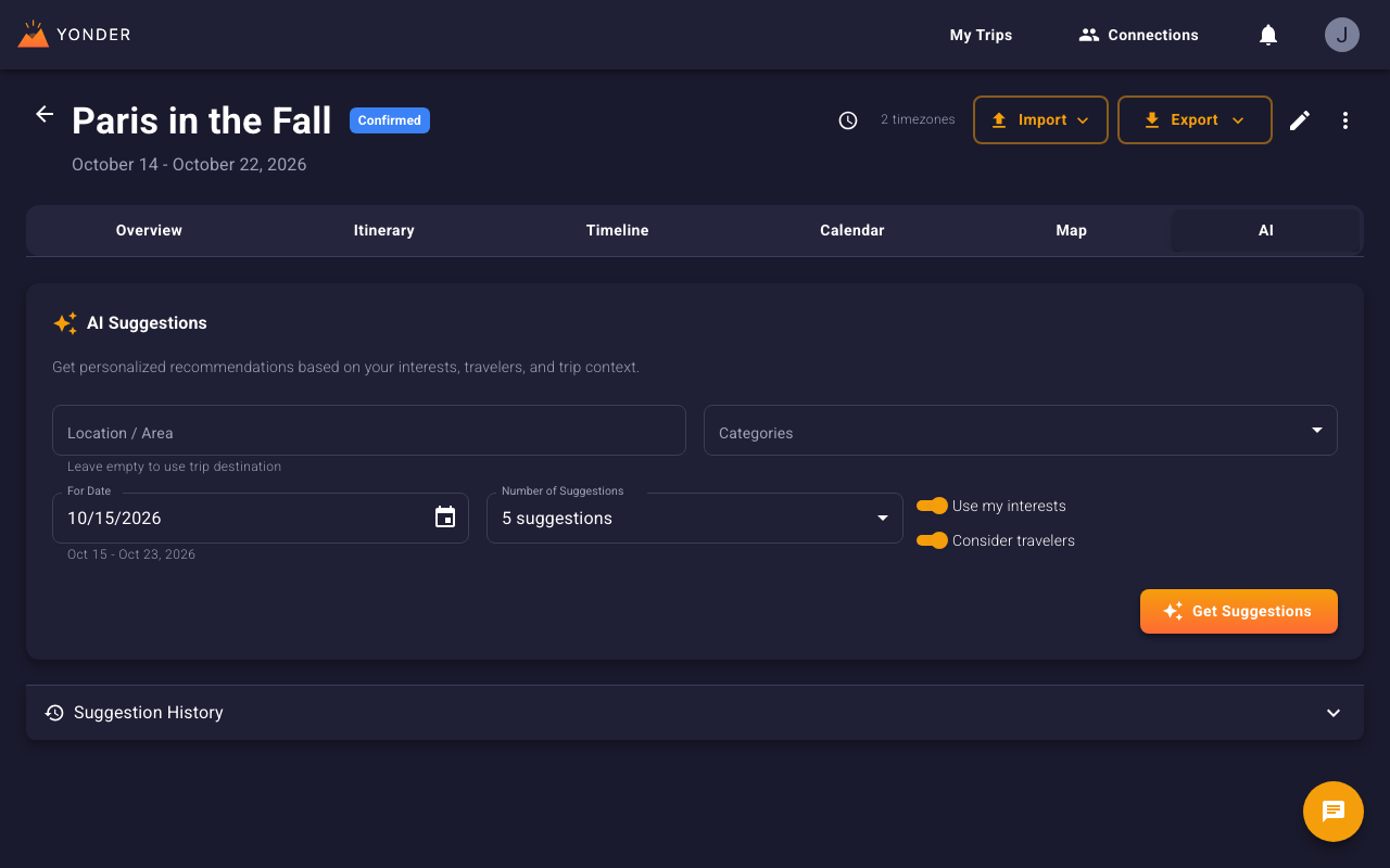 AI Suggestions screenshot
